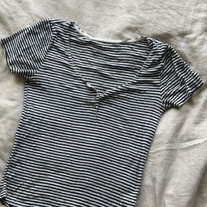 Striped Black and White Women's Top